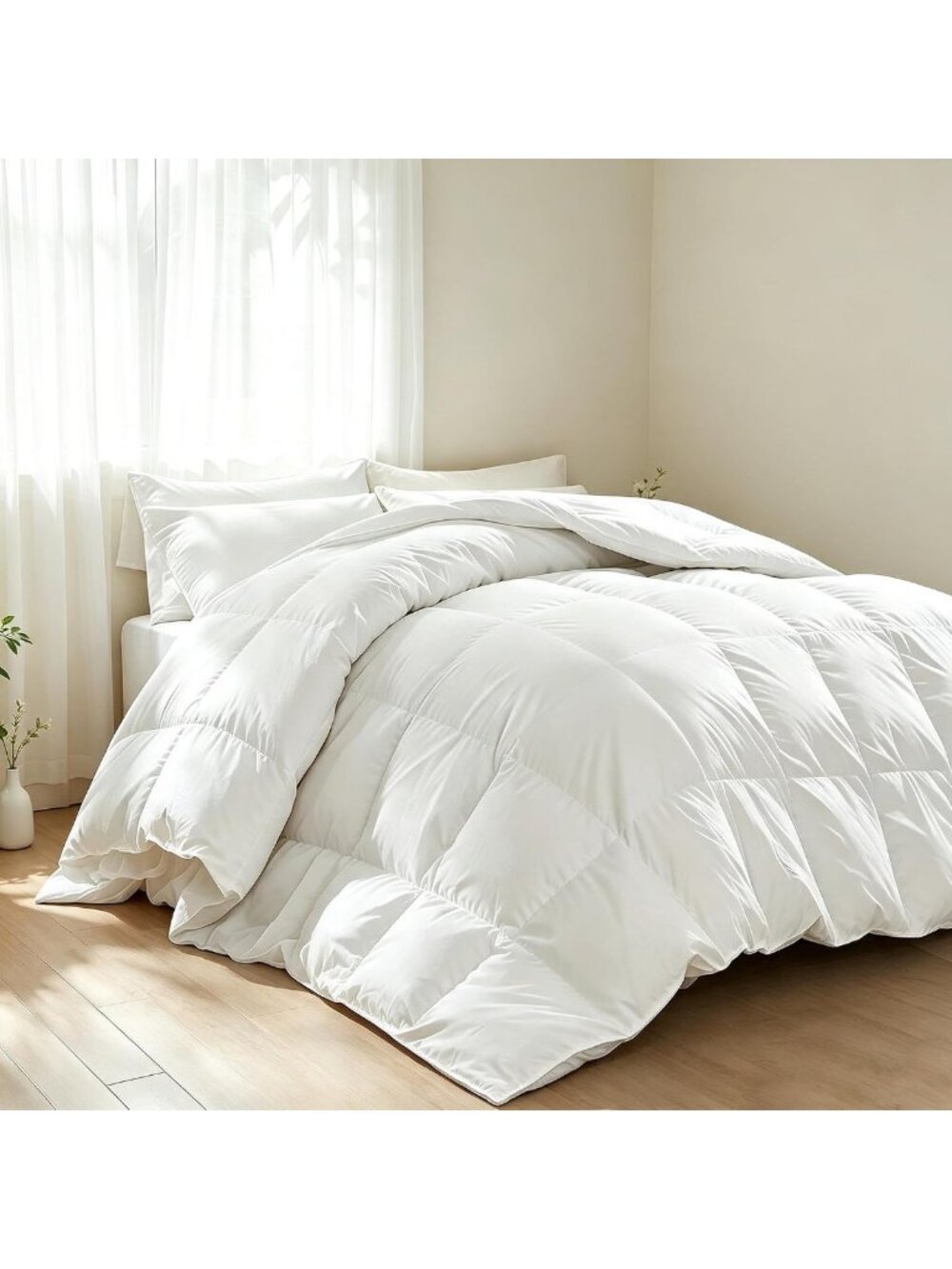 Luxury Goose Feather Down Comforter - Queen Size, Soft & Cozy Bedding Essential